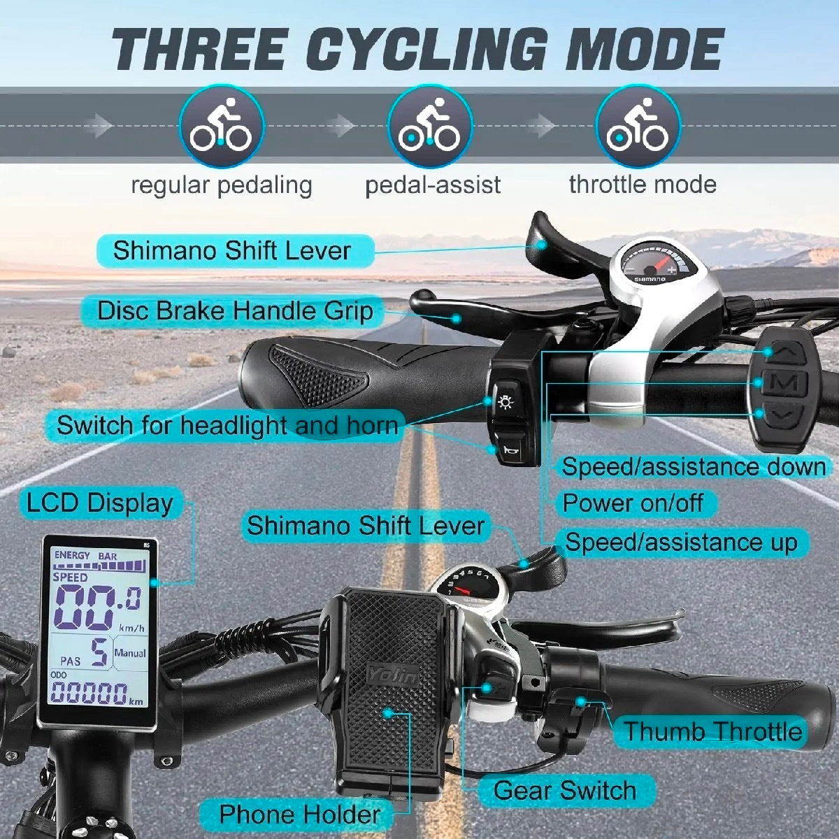 🎉( CLEARANCE SALE ) 🎉✨Wide tire electric bike with 2000W 48V/17.5Ah removable battery 35MPH✨
