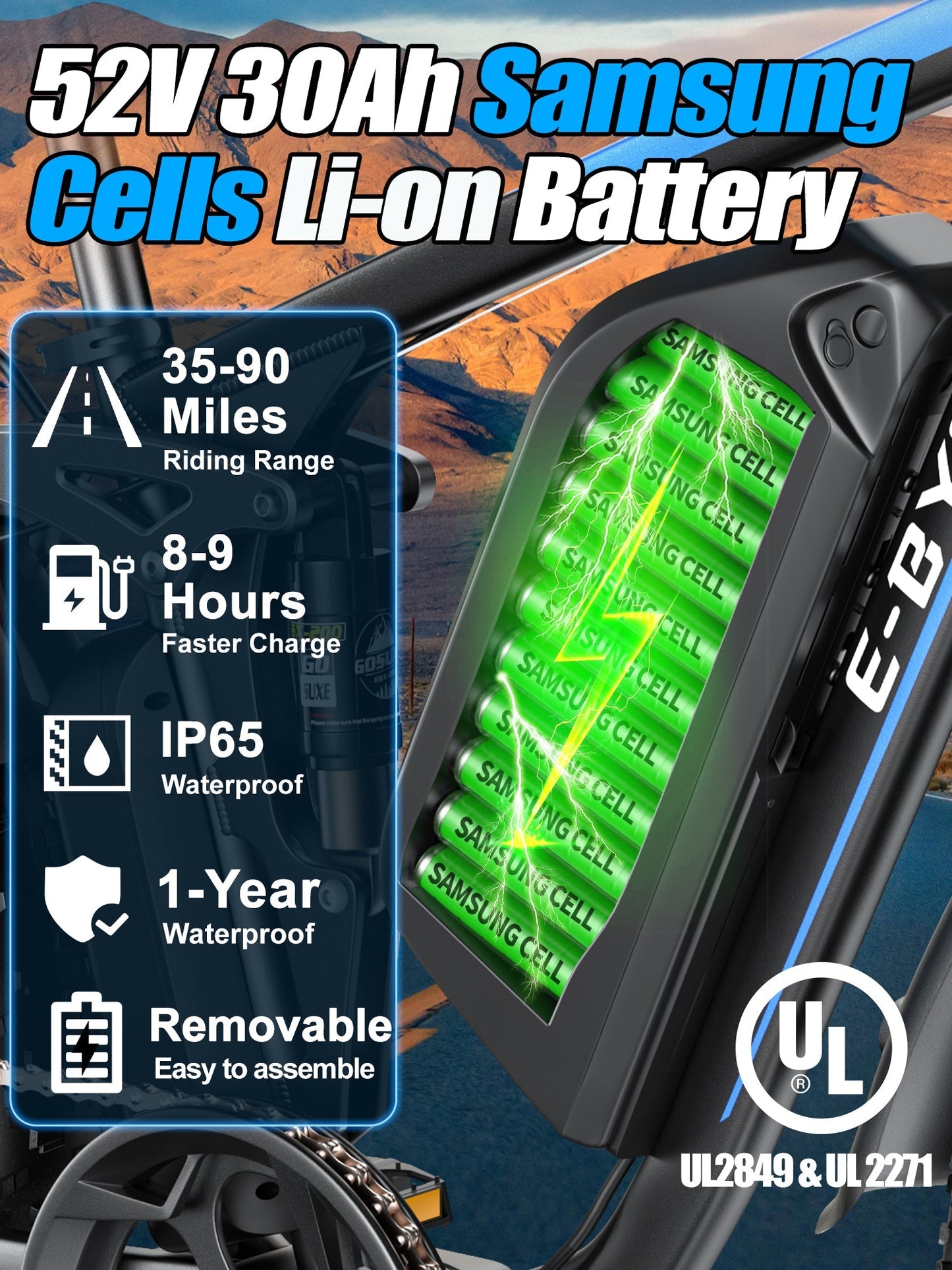 52V Electric Bike Battery for V7/G7/EB7PRO/EB10
