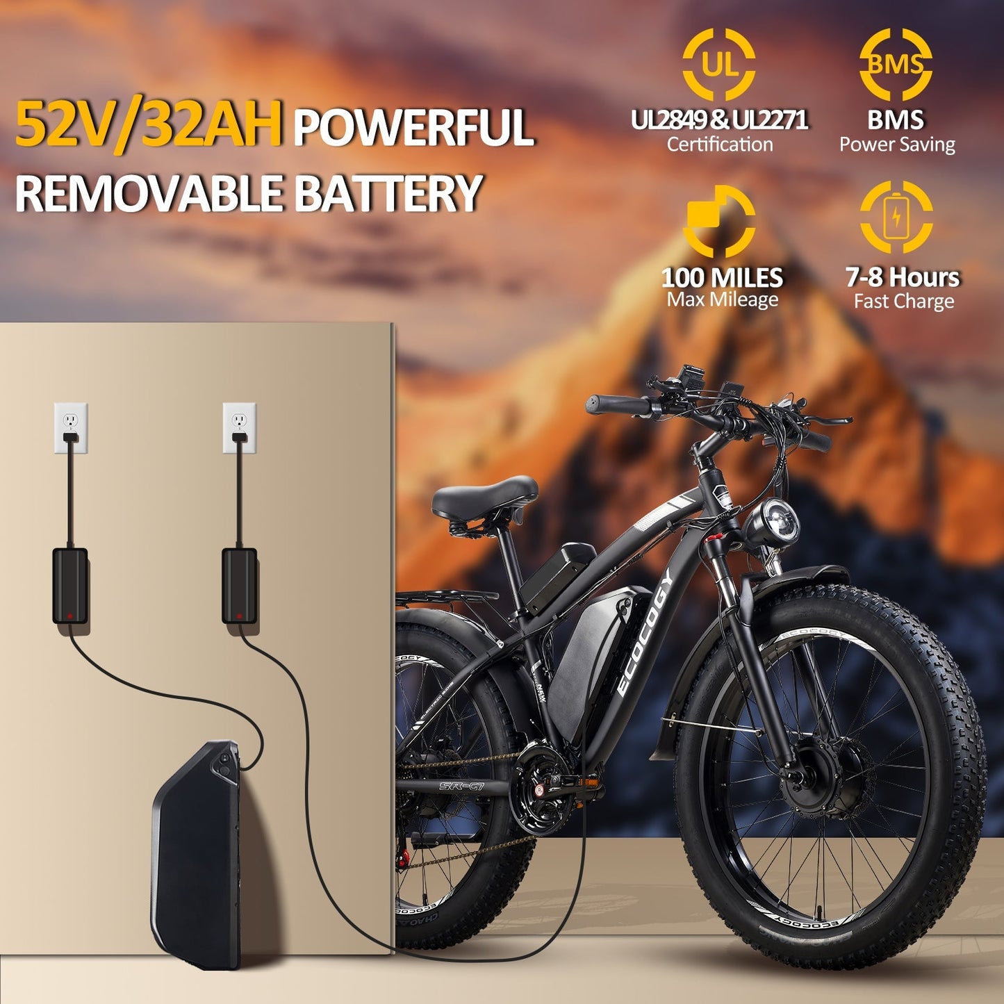 52V Electric Bike Battery for V7/G7/EB7PRO/EB10
