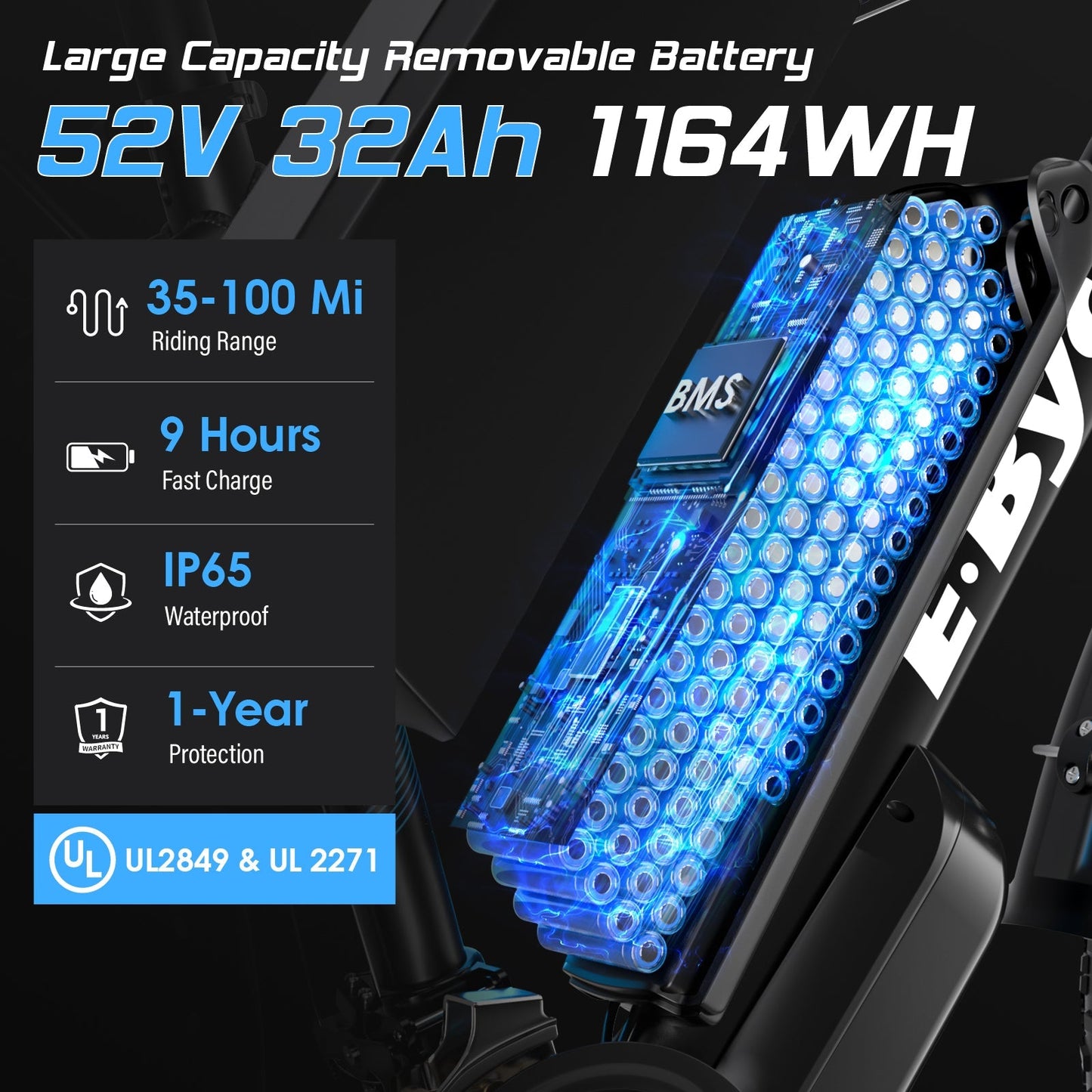 52V Electric Bike Battery for V7/G7/EB7PRO/EB10